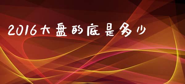 2016大盘的底是多少_https://wap.jnlaobingbanjia.com_基金分析_第1张