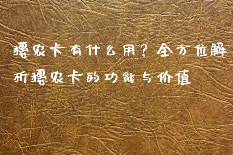 穗农卡有什么用？全方位解析穗农卡的功能与价值_https://wap.jnlaobingbanjia.com_财经资讯_第1张