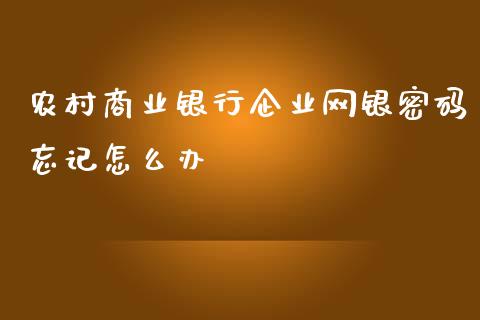 农村商业银行企业网银密码忘记怎么办_https://wap.jnlaobingbanjia.com_基金分析_第1张