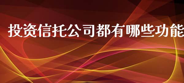 投资信托公司都有哪些功能_https://wap.jnlaobingbanjia.com_财经资讯_第1张