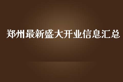郑州最新盛大开业信息汇总_https://wap.jnlaobingbanjia.com_股市行情_第1张