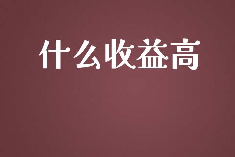 什么收益高_https://wap.jnlaobingbanjia.com_基金分析_第1张