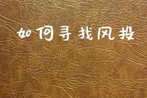 如何寻找风投_https://wap.jnlaobingbanjia.com_股市行情_第1张