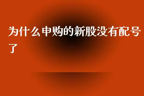 为什么申购的新股没有配号了_https://wap.jnlaobingbanjia.com_财经资讯_第1张