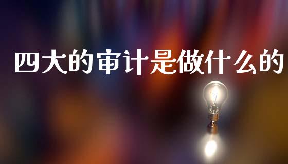 四大的审计是做什么的_https://wap.jnlaobingbanjia.com_基金分析_第1张