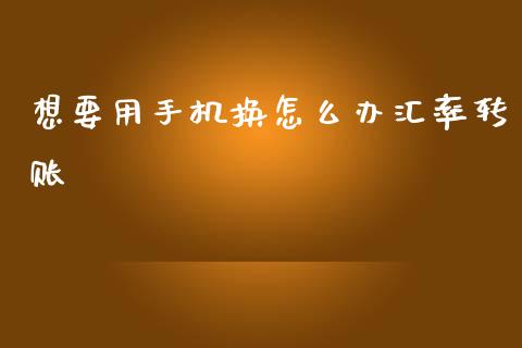 想要用手机换怎么办汇率转账_https://wap.jnlaobingbanjia.com_金融理财_第1张