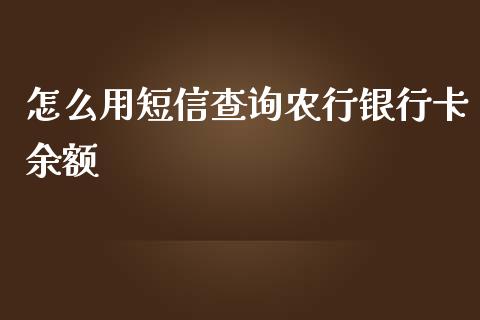 怎么用短信查询农行银行卡余额_https://wap.jnlaobingbanjia.com_财经资讯_第1张