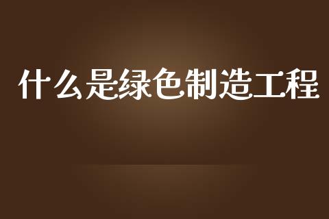 什么是绿色制造工程_https://wap.jnlaobingbanjia.com_证券公告_第1张