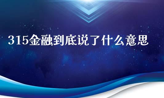 315金融到底说了什么意思_https://wap.jnlaobingbanjia.com_财经资讯_第1张