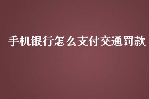 手机银行怎么支付交通罚款_https://wap.jnlaobingbanjia.com_基金分析_第1张