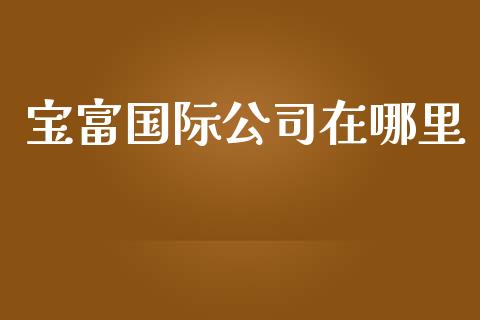 宝富国际公司在哪里_https://wap.jnlaobingbanjia.com_金融理财_第1张