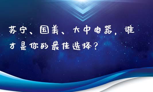 苏宁、国美、大中电器，谁才是你的最佳选择？_https://wap.jnlaobingbanjia.com_财务管理_第1张