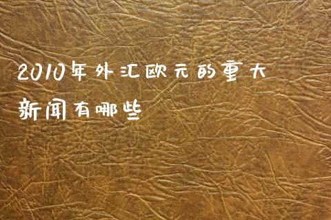 2010年外汇欧元的重大新闻有哪些_https://wap.jnlaobingbanjia.com_基金分析_第1张