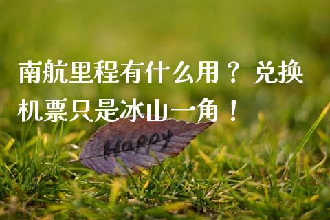 南航里程有什么用？ 兑换机票只是冰山一角！_https://wap.jnlaobingbanjia.com_证券公告_第1张