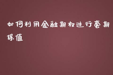 如何利用金融期权进行套期保值_https://wap.jnlaobingbanjia.com_基金分析_第1张