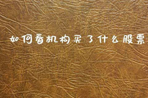 如何看机构买了什么股票_https://wap.jnlaobingbanjia.com_股市行情_第1张