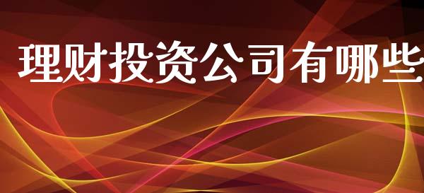 理财投资公司有哪些_https://wap.jnlaobingbanjia.com_财务管理_第1张
