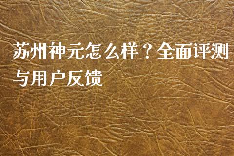 苏州神元怎么样？全面评测与用户反馈_https://wap.jnlaobingbanjia.com_财经资讯_第1张