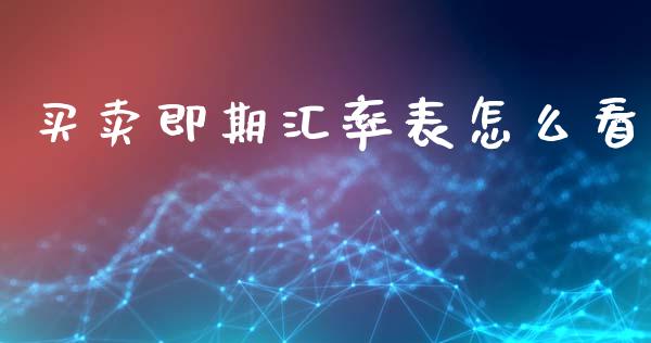 买卖即期汇率表怎么看_https://wap.jnlaobingbanjia.com_金融理财_第1张
