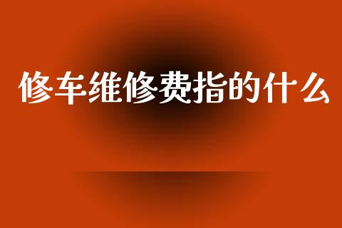 修车维修费指的什么_https://wap.jnlaobingbanjia.com_金融理财_第1张