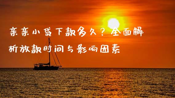 亲亲小贷下款多久？全面解析放款时间与影响因素_https://wap.jnlaobingbanjia.com_证券公告_第1张