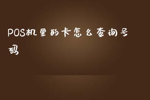 POS机里的卡怎么查询号码_https://wap.jnlaobingbanjia.com_证券公告_第1张