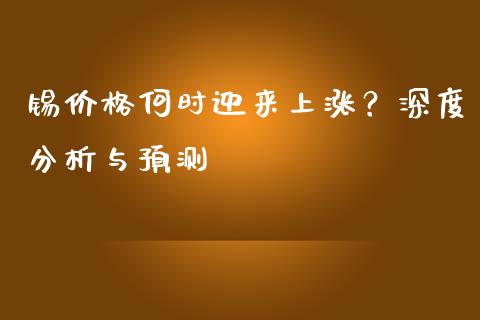 锡价格何时迎来上涨？深度分析与预测_https://wap.jnlaobingbanjia.com_基金分析_第1张