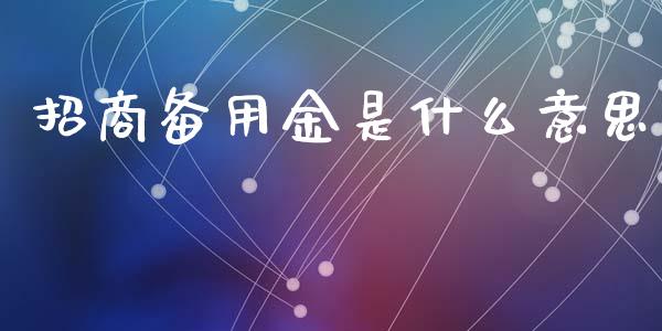 招商备用金是什么意思_https://wap.jnlaobingbanjia.com_金融理财_第1张