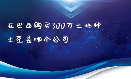 在巴西购买300万土地种土豆是哪个公司_https://wap.jnlaobingbanjia.com_基金分析_第1张