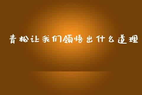 青松让我们领悟出什么道理_https://wap.jnlaobingbanjia.com_金融理财_第1张