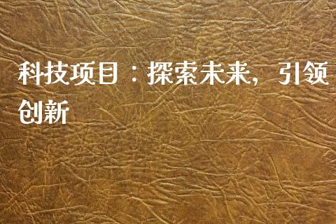 科技项目：探索未来，引领创新_https://wap.jnlaobingbanjia.com_金融理财_第1张