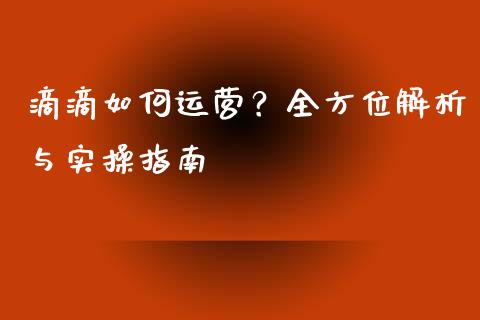 滴滴如何运营？全方位解析与实操指南_https://wap.jnlaobingbanjia.com_财经资讯_第1张