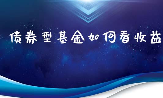 债券型基金如何看收益_https://wap.jnlaobingbanjia.com_股市行情_第1张