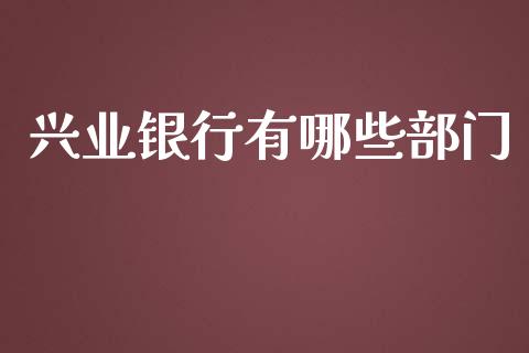 兴业银行有哪些部门_https://wap.jnlaobingbanjia.com_财务管理_第1张