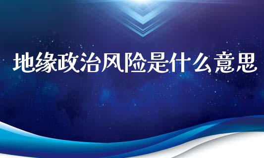 地缘政治风险是什么意思_https://wap.jnlaobingbanjia.com_财务管理_第1张