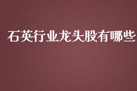 石英行业龙头股有哪些_https://wap.jnlaobingbanjia.com_证券公告_第1张