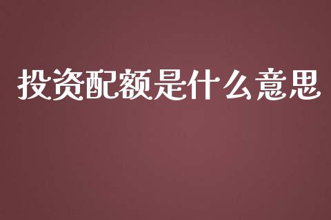 投资配额是什么意思_https://wap.jnlaobingbanjia.com_财务管理_第1张