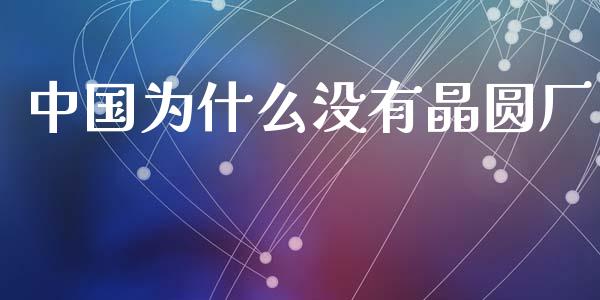 中国为什么没有晶圆厂_https://wap.jnlaobingbanjia.com_金融理财_第1张
