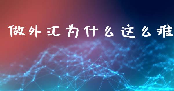 做外汇为什么这么难_https://wap.jnlaobingbanjia.com_证券公告_第1张
