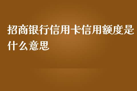 招商银行信用卡信用额度是什么意思_https://wap.jnlaobingbanjia.com_财务管理_第1张