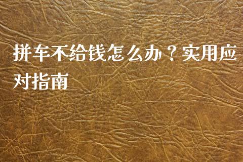拼车不给钱怎么办？实用应对指南_https://wap.jnlaobingbanjia.com_证券公告_第1张
