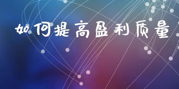 如何提高盈利质量_https://wap.jnlaobingbanjia.com_基金分析_第1张
