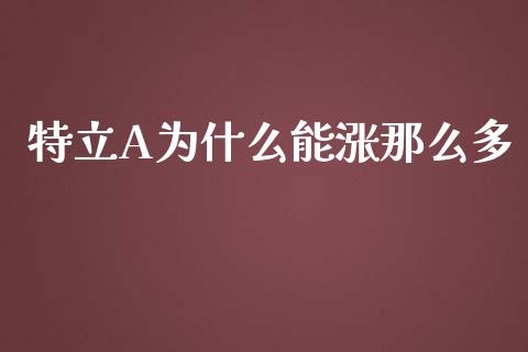 特立A为什么能涨那么多_https://wap.jnlaobingbanjia.com_证券公告_第1张