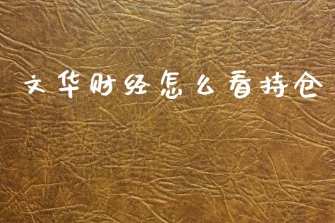 文华财经怎么看持仓_https://wap.jnlaobingbanjia.com_股市行情_第1张
