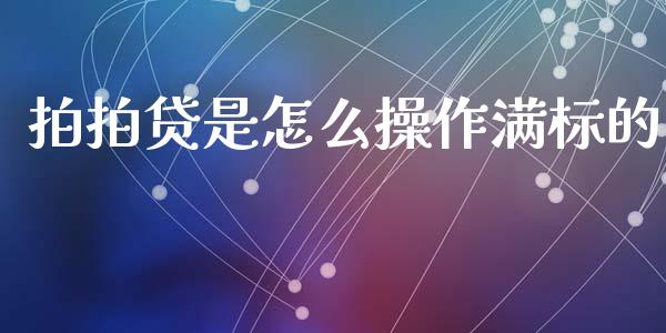 拍拍贷是怎么操作满标的_https://wap.jnlaobingbanjia.com_金融理财_第1张