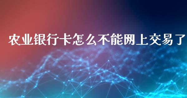 农业银行卡怎么不能网上交易了_https://wap.jnlaobingbanjia.com_证券公告_第1张