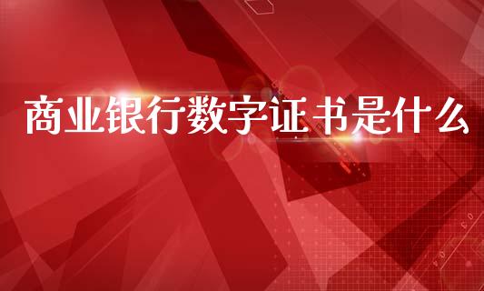 商业银行数字证书是什么_https://wap.jnlaobingbanjia.com_基金分析_第1张