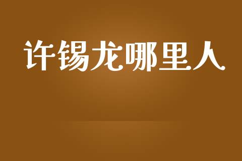 许锡龙哪里人_https://wap.jnlaobingbanjia.com_金融理财_第1张