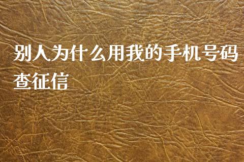 别人为什么用我的手机号码查征信_https://wap.jnlaobingbanjia.com_金融理财_第1张
