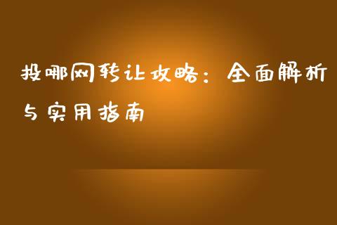 投哪网转让攻略：全面解析与实用指南_https://wap.jnlaobingbanjia.com_基金分析_第1张